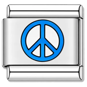 Peace Sign Blue Value Italian Charm