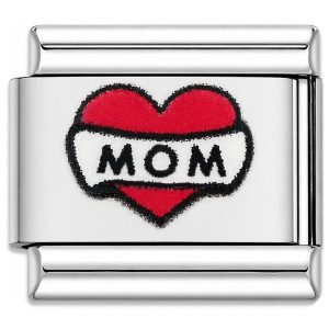 Mom Ribbon Heart Value Italian Charm