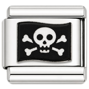Skull Bones Pirate Flag Value Italian Charm