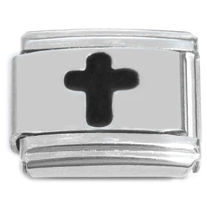 Black Cross Religious Italian Charm