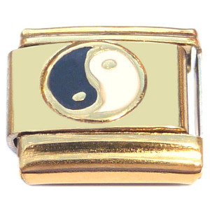 Yin Yang Symbol Goldtone Base Italian Charm