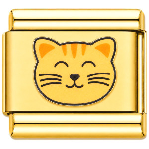 Cute Kitty Cat Face Gold Value Italian Charm
