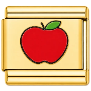 Red Apple Fruit Gold Value Italian Charm