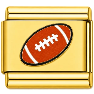 Brown Football Sports Gold Value Italian Charm