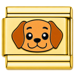 Brown Puppy Dog Face Gold Value Italian Charm
