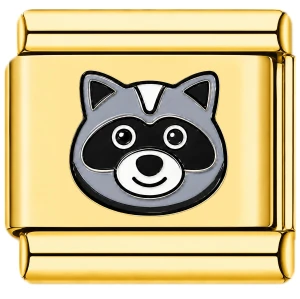 Cute Racoon Face Gold Value Italian Charm