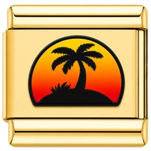 Sunset Palm Tree Gold Value Italian Charm