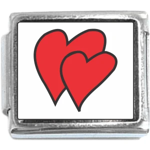 Two Red Hearts Italian Charm