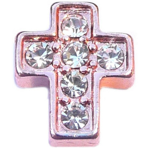 Rose Goldtone Cross Floating Locket Charm Rose Goldtone Cross Floating Locket Charm