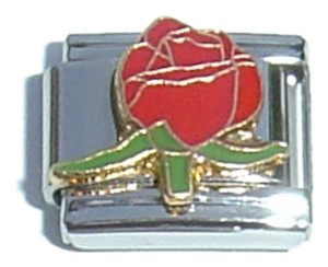 Red Flower Italian Charm