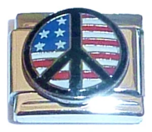 Patriotic Peace Sign Italian Charm