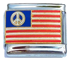 Flag With Peace Sign Italian Charm