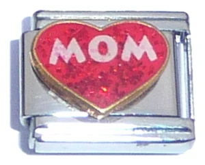 Mom on Red Heart Italian Charm