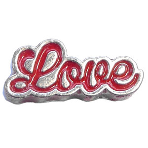 Red Handwritten Love Floating Locket Charm Red Handwritten Love Floating Locket Charm