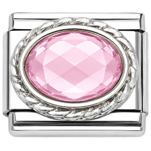 Pink Faceted Bling Italian Charm