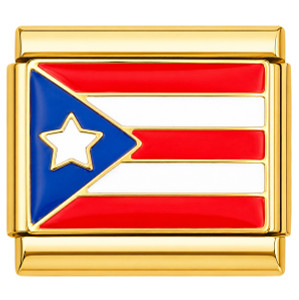 Puerto Rico Flag Goldtone Italian Charm
