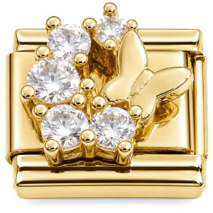 Butterfly Bling Gold Base Italian Charm
