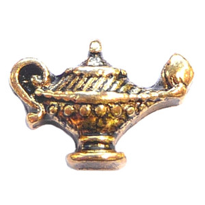 Vintage Goldtone Genie Lamp Floating Locket Charm