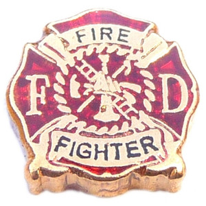 Fire Fighter Emblem Floating Locket Charm