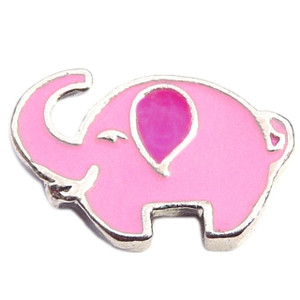 Pink Elephant Floating Locket Charm