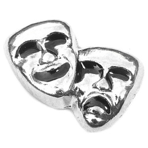 Drama Masks Floating Locket Charm Drama Masks Floating Locket Charm