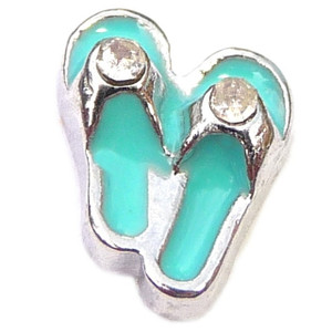 Aqua Flip Flops Floating Locket Charm