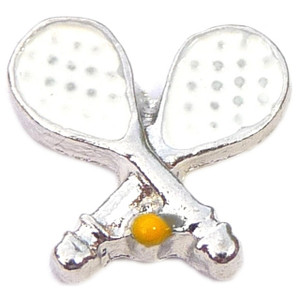 Tennis Racquets Floating Locket Charm Tennis Racquets Floating Locket Charm