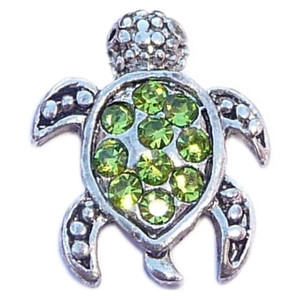 Sea Turtle With Green Accents Floating Locket Charm