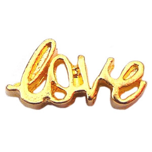 Goldtone Handwritten Love Floating Locket Charm Goldtone Handwritten Love Floating Locket Charm