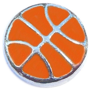 Basketball Silvertone Floating Locket Charm