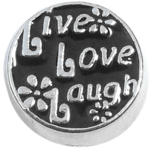 Live Love Laugh Black Floating Locket Charm Live Love Laugh Black Floating Locket Charm