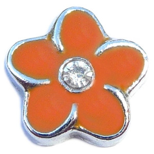 Orange Flower Floating Locket Charm Orange Flower Floating Locket Charm