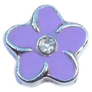 Purple Flower Floating Locket Charm