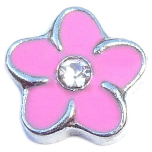 Pink Flower Floating Locket Charm Pink Flower Floating Locket Charm