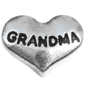 Grandma Silvertone Heart Floating Locket Charm Grandma Silvertone Heart Floating Locket Charm
