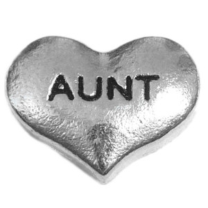 Aunt Silvertone Heart Floating Locket Charm