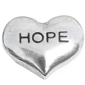 Hope Silvertone Heart Floating Locket Charm Hope Silvertone Heart Floating Locket Charm
