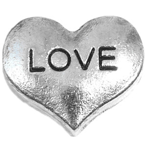 Love Silvertone Heart Floating Locket Charm Love Silvertone Heart Floating Locket Charm