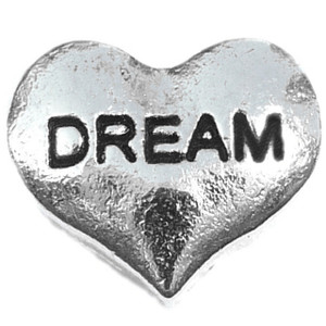 Dream Silvertone Heart Floating Locket Charm Dream Silvertone Heart Floating Locket Charm