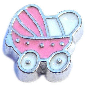 Pink Stroller Floating Locket Charm Pink Stroller Floating Locket Charm