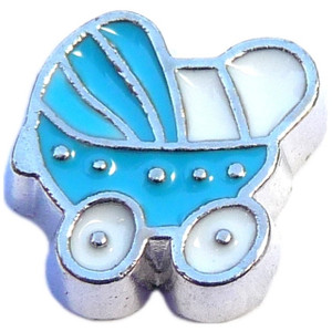Blue Stroller Floating Locket Charm Blue Stroller Floating Locket Charm