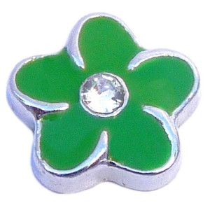 Green Flower Floating Locket Charm Green Flower Floating Locket Charm
