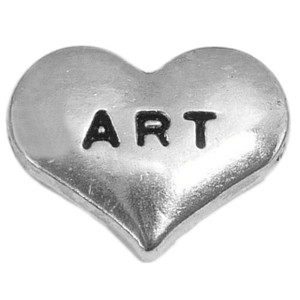 Art Silvertone Heart Floating Locket Charm