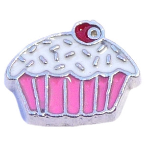 Pink Cupcake Floating Locket Charm Pink Cupcake Floating Locket Charm