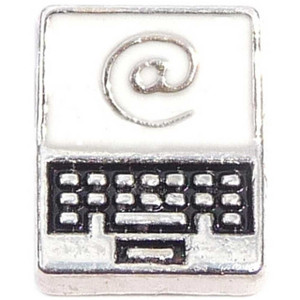 White Laptop Floating Locket Charm White Laptop Floating Locket Charm
