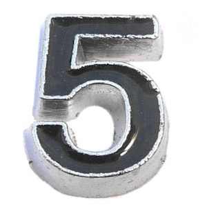 Black Number 5 Floating Locket Charm