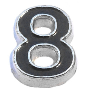 Black Number 8 Floating Locket Charm Black Number 8 Floating Locket Charm