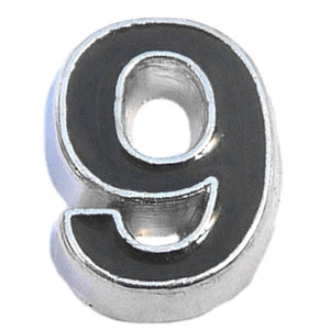 Black Number 9 Floating Locket Charm