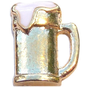 Goldtone Beer Mug Floating Locket Charm Goldtone Beer Mug Floating Locket Charm