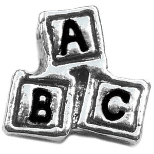 Silvertone Letter Blocks Floating Locket Charm Silvertone Letter Blocks Floating Locket Charm